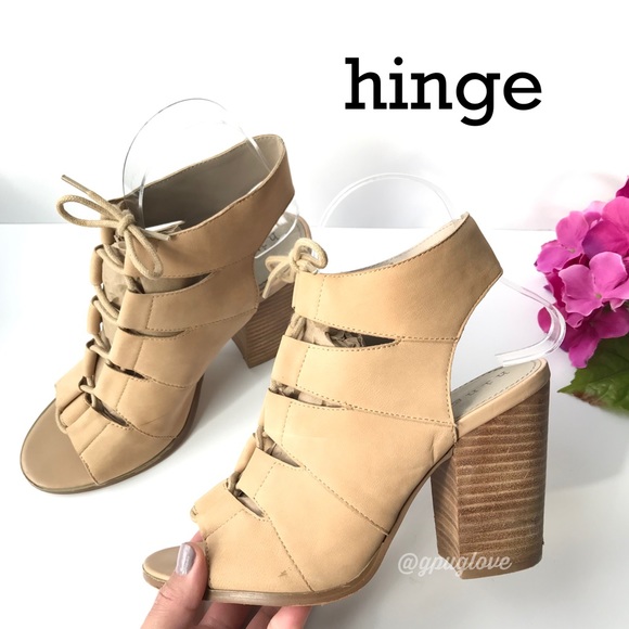 hinge Shoes - NORDSTROM HINGE Drea Peep Toe Lace Up Heel Sandals